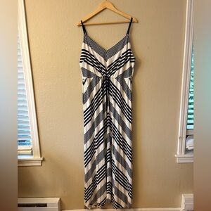 City Chic | Navy & White Striped Maxi Dress | Size L / 20